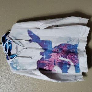 Disneyland Resort 2017 Sz Large Zip Up Hoodie White Stretch Cotton Mickey Mouse